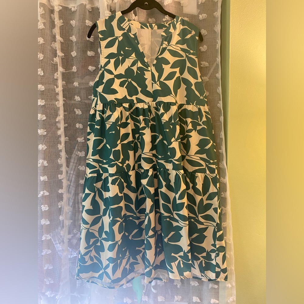 SHEIN Cream and green dress